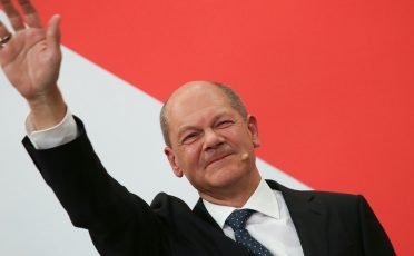Olaf Scholz, dirigente del partido triunfador, SPD.