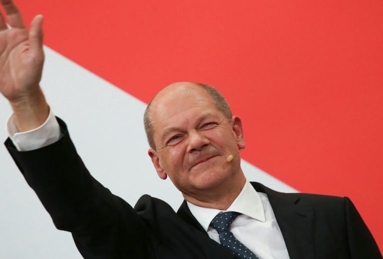 Olaf Scholz, dirigente del partido triunfador, SPD.